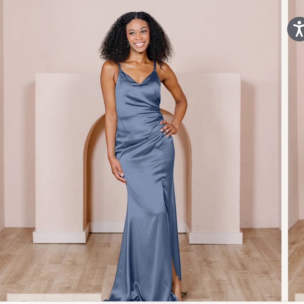 Revelry Rory satin dress indie blue 716